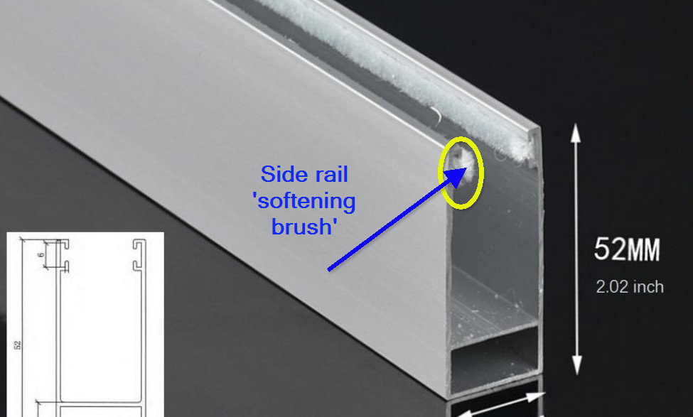 Drop Roller Vertical Awning Side Rail Softeners