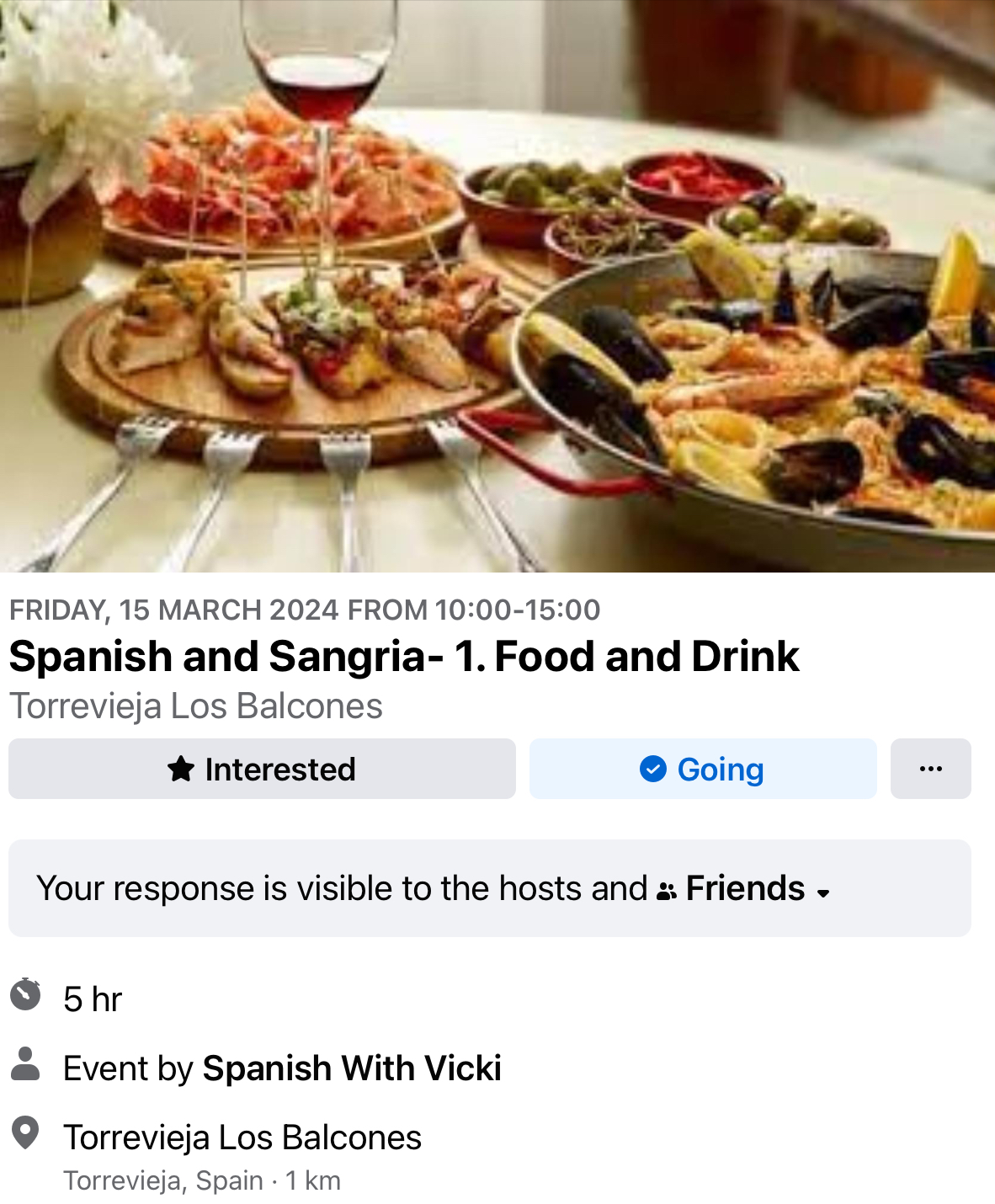 Spanish Workshop with Lunch - Friday 15th March