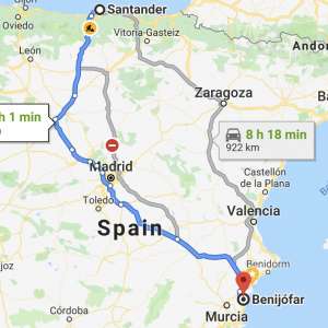 Driving from Santander to Benijófar