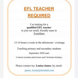 Job vacancy: EFL teacher